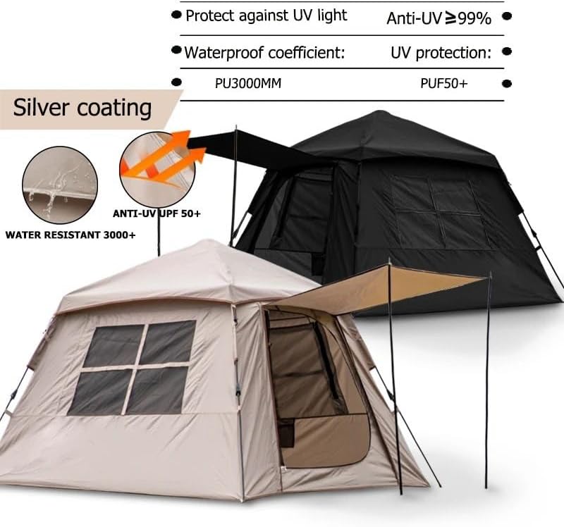 ドームキャンピングテント 自動テント、サイズ 3 ～ 4 人、ドア